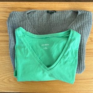 Crop top, light green, short sleeved and crop top long sleeved sweater